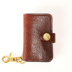 Handmade Black Leather Mens Cool Key Wallet Key Holder Brown Card Holder Car Key Case for Men