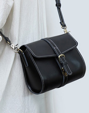 Cute LEATHER Small Side Bag Black WOMEN SHOULDER BAG Small Crossbody Purse FOR WOMEN