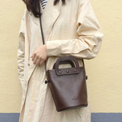 Cute Leather Pink Womens Mini Bucket Purse Handbag Barrel Shoulder Bag for Women