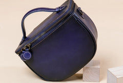 Handmade Genuine Leather Round Handbag Bag Crossbody Bag Shoulder Bag Purse For Women - EverHandmade