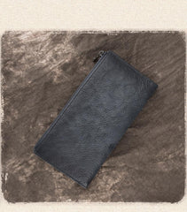 Vintage Brown Long Wallet Leather Mens Bifold - Card Slots Detail