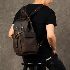 Coffee Leather Large Mens Cool Backpacks Travel Backpacks Fashion Backpacks for men