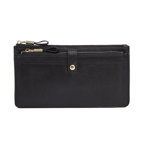 Cool Leather Long Wallet for Men Vintage Double Zipper Long Wallet for Men FY01292025