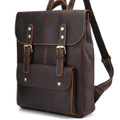Vintage Leather Coffee Mens Backpack Satchel Backpack Travel Backpack Bags for Men