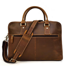 Vintage Leather Brown Men's 14‘’ Laptop Briefcase Professional Briefcase Business Handbag For Men