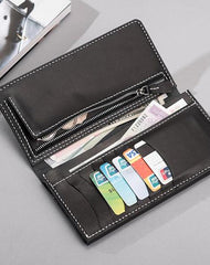 Handmade Leather Mens Clutch Wallet Cool Leather Wallet Long Phone Wallets for Men