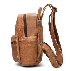 Khaki Fashion Mens Leather Small Travel Backpacks Cute College Backpacks School Backpack for men