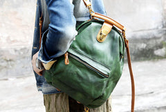 Handmade Leather cute backpack bag shoulder bag green women leather purse - EverHandmade