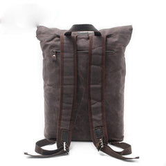 Cool Waxed Canvas Leather Mens Hiking Backpacks Canvas LaptopBackpack Canvas School Backpack for Men