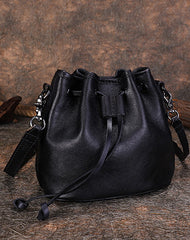 Vintage Leather Womens Bucket Shoulder Bags Bucket - Side View