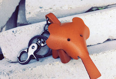 Handmade Elephant Hippo Key Wallet Keychain Leather Wallet Cute Leather Accessories Gift For Men Women - EverHandmade
