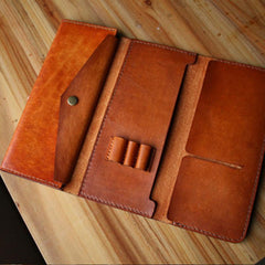 Handmade Leather Mens Long Trifold Wallet Vintage Cool Long Wallet for Men