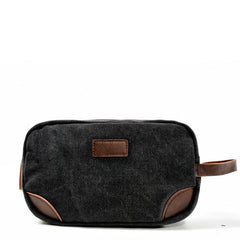 Waxed Canvas Leather Mens Women's Cosmetic Bag Clutch Bag Handbag Storage Bag Wash Bag For Men