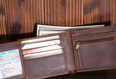 Handmade Genuine Leather Slim Wallet Bifold billfold Wallet Purse Bag For Mens