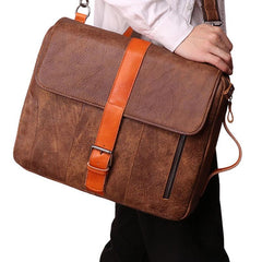 Cool Brown Leather Messenger Bag Handbag Shoulder Bag Backpack For Men