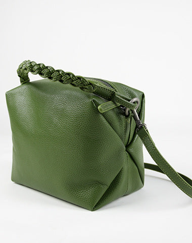 Cute Womens Green Leather Handbag Purse Cube Leather  Shoulder Bag Crossbody Purse for Ladies