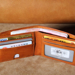 Handmade Genuine Leather Mens Cool Slim Leather Billfold Wallet Men billfold Wallets Bifold for Men