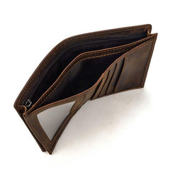 Cool Leather Mens Small Bifold Wallet billfold Wallet Front Pocket Wallets for Men