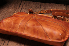 Vintage Brown Leather Mens Briefcase Work Bag Business Bag for men - EverHandmade