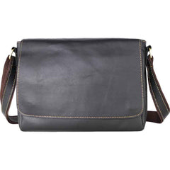Cool Black Leather Mens 10 inches Courier Bags Coffee Brown Messenger Bags Postman Bag For Men