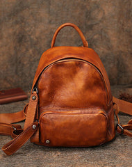 Classic Coffee Leather Rucksack Womens Compact Leather Backpack Ladies Backpack Purses