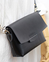 Cute LEATHER Small Side Bag Black WOMEN SHOULDER BAG Small Handmade Crossbody Purse FOR WOMEN