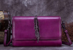 Genuine Leather Handbag Vintage Feather Bag Crossbody Bag Shoulder Bag Purse For Women
