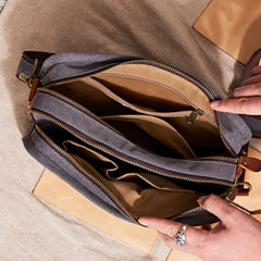 Canvas Cool Mens Small Square Side Bag Canvas Messenger Bags Canvas Travel Courier Bags for Men