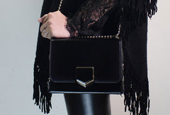 Genuine Leather purse shoulder bag black red for women leather crossbody bag - EverHandmade
