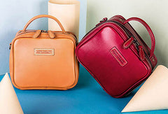 Genuine Leather Handbag Cube Box Crossbody Bag Shoulder Bag Purse For Women