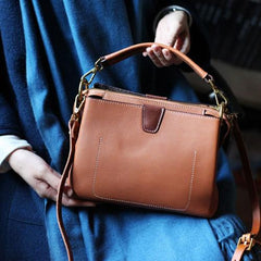 Brown Leather Satchel Purse Small Brown Leather Crossbody Bag - Annie Jewel