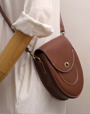 Cute Coffee LEATHER Saddle Side Bag WOMEN SHOULDER BAG Crossbody Saddle Purse FOR WOMEN