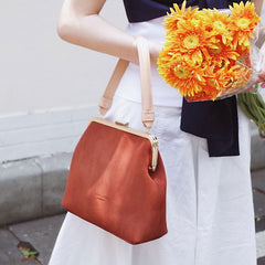 Vintage Leather Womens Frame Handbag Frame Purse Handbag for Women