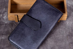 Genuine Leather Wallet Folded Long Wallet Vintage Wallet Purse Clutch For Women - EverHandmade