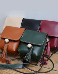 Cute Green LEATHER Small Side Bag Handmade WOMEN Phone Crossbody BAG Purse FOR WOMEN