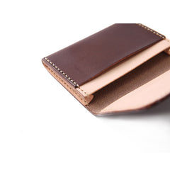 Handmade Leather Womens Small Card Wallet Front Pocket Wallet Card Holder for Women