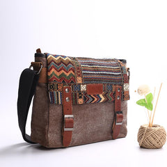 Gray Waxed Canvas Country Style Mens 11'' Side Bag Courier Bag Shoulder Bag Small Messenger Bag for Men