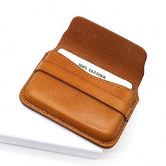 Brown Leather Mens Card Wallet Front Pocket Wallets Cool Small Change Wallet for Men