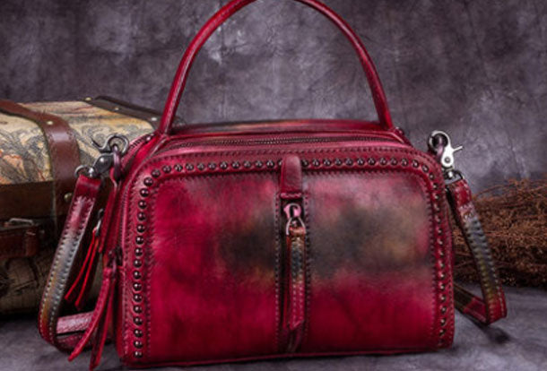 Vintage Leather Handbag Tassel Shoulder Bag Crossbody Bag Purses For Women - EverHandmade
