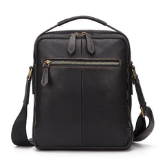 Fashion Black Leather Men's Tablet Shoulder Bag Small Vertical Side Bag Messenger Bag For Men