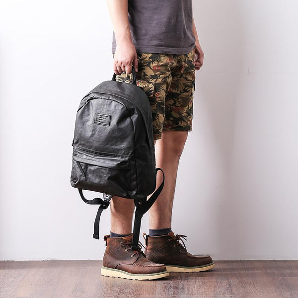 Cool Black Nylon Backpack Men's 14 inches - Back View