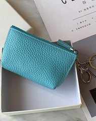 Cute Women Green Leather Small Change Wallet Keychain with Wallet Zipper Coin Wallet For Women