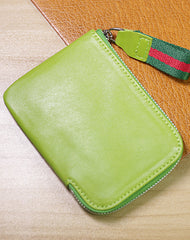 Slim Women Fluorescence Green Leather Billfold Wallet Small Zip Coin Wallets Zipper Change Wallets For Women