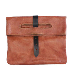 Dark Coffee  Leather Mens Casual Small Side Bags Messenger Bags Brown Postman Bag For Men