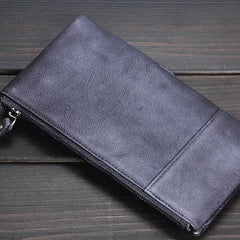 Handmade Leather Mens Cool Long Leather Wallet Wristlet Clutch Wallet for Men