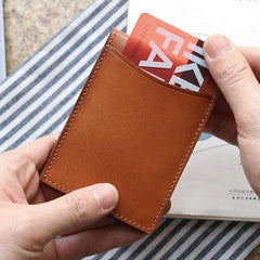 Cool Leather Mens license Wallet Front Pocket Wallets Small License Holder for Men