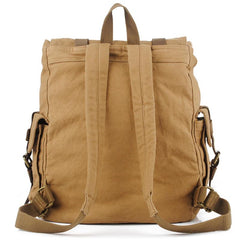 Brown CANVAS Mens Fashion Khaki 16'' Large Travel Bag College Backpack Hiking Backpack For Men