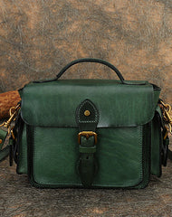Handmade Coffee Leather Womens Small Satchel Shoulder Bag School Handbag Crossbody Purses for Women