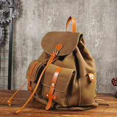Tan Cool Mens Leather Backpack Travel Backpack Leather Hiking Backpack for Men