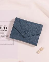 Cute Women Envelope Dark Blue Leather Small Wallet Billfold Envelope Small Wallet For Ladies